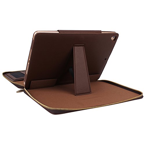 XGUO iPad mini 4 Wallet Ledertasche für iPad mini 4 Hülle Cover mit Echtleder Schutzhülle Ständer und Tragegriff(Brown,iPad Mini 4) - 4