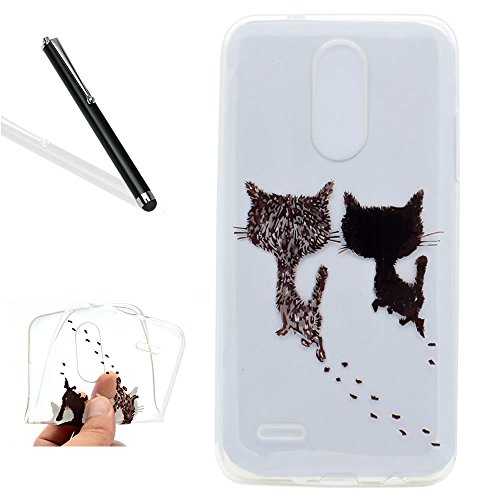 Silikon Hülle für LG K8 2017,Transparent Handyhülle für LG K8 2017,Leeook Crystal Clear Ultradünn Schale Bumper Schutzhülle Braun Katze Malerei Muster Durchsichtig Kratzfeste Scratch-Resistant Weich Tpu Protective Abdeckung Case Etui Cover für LG K8 2017 + 1 x Schwarz Eingabestift-Clear,Braun Katze