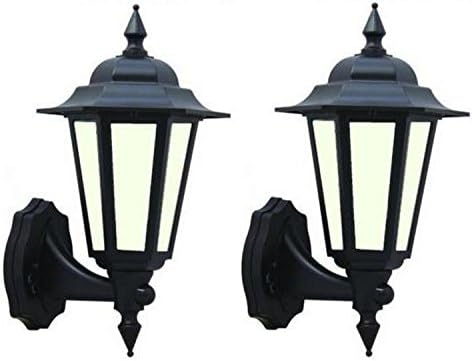 2x LED Outdoor Black Traditional Style 7 watt LED Wall Lantern integrated LED diffused covers ideal for decorative outdoor use [Energy Class A+]