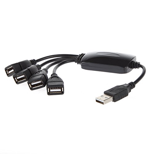 USB 2.0 Hi-Speed 4Ports Mini Hub Adapter USB Verteiler flexibel Kabel Schwarz - 2
