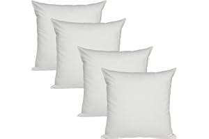 EXCLUSIVELY DESIGNED BY BRIT COTTON Brit Cotton Cushion Inserts – 16x16 Inches, Pack of 4 – Bounce Back Square Pillow Inners for Covers – Hollowfibre Cushion Pads for Sofa, Bed & Decorative Use