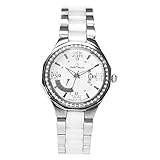 Luxuriöses Highlight: Zifferblatt und Lünette besetzt mit 5 Diamanten und 73 Swarovski-Elementen