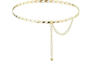WANGENPING Metalowy Łańcuszek w Talii dla Kobiet - Regulowany Cienki Pasek, Złoty Modny Dodatek do Dżinsowych Sukienek i Dżinsów