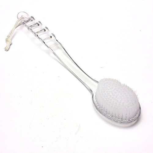 Bath Shower Soft Bristles Brush Long Handle Beauty Body Back Skin Scrubber Massager Cleaning Brush (Transparent)