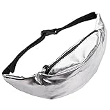 Doris Boutique Fu - PU Leder Damen Herren Neutral Gürteltasche Bauchtasche Hüfttasche Geldbeutel Bikertasche (Silber)