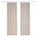Deconovo Pencil Pleat Curtains Window Treatment Livingroom Curtains Thermal Insulated Blackout Curtains Bedroom Rod Pocket Curtains for Living Room with 2 Tiebacks 140x245cm 2 Panels Beige