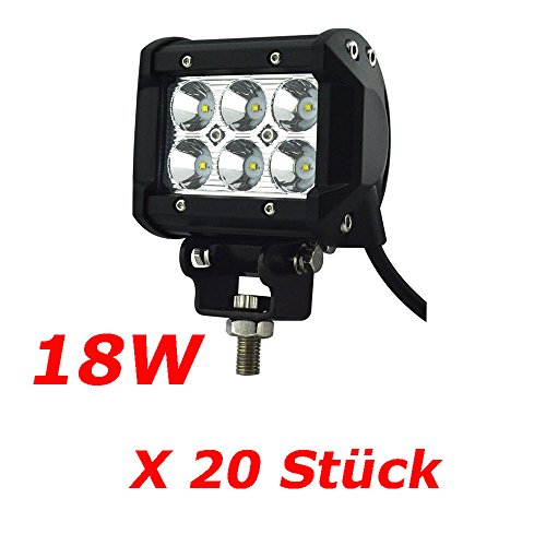 MIRACLE 18W CREE 1800LM LED Offroad Flutlicht Reflektor Scheinwerfer Arbeitslicht SUV, UTV, ATV Arbeitsscheinwerfer Zusatzscheinwerfer 12V 24V Arbeits-Licht-Lampen-Bar (20 Stück)