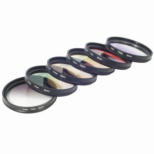 Ensemble de filtres couleur progressifs 52mm Kit filtre progressif rouge  orange  vert  jaune  violet  gris  52mm pour Nikon D4 D3X D800 D700 D600 D300S D300 D7100 D7000 D5200 D5100 D5000 D3200 D3100 D3000 D90 D80 D70 D60 D50 D40 D800 D600 D5000 D3000 LF139