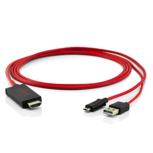 5-Pin MHL HDMI Adapter USB Kabel Konverter HDTV HD TV ROT für Handys, Smartphones und Tablet PCs