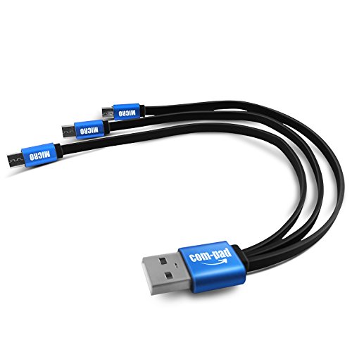 COM-PAD 3xMicro-USB auf USB Splitter-Ladekabel 2x 25cm schwarz/blau