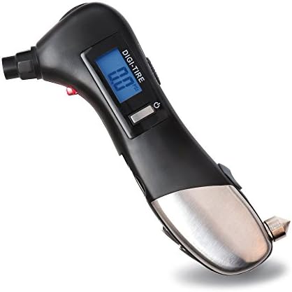 Tyre Pressure Gauge - 4 Types of Tire Pressure Measuring Machine with LED, Flashlight, Car Window Breaker, Seatbelt Cutter, Red Safety Light and Tire Gauge for Car,Motorcycle