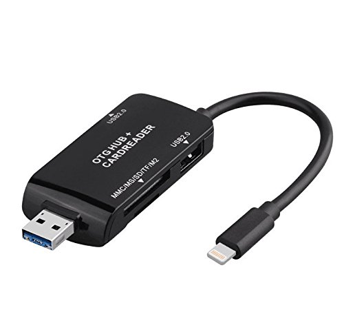 EX1 Kartenleser OTG HUB TF SD Karte USB MMC MS M2 für Apple iPhone / iPad, Android Smartphone und Tablette, und PC Computer Laptop - 5