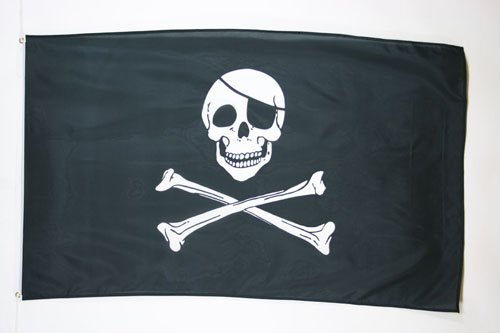 Bandiera Da Tavolo Pirata Teschio Rosso 15x10 Cm – Punta Dorata Per Decorare