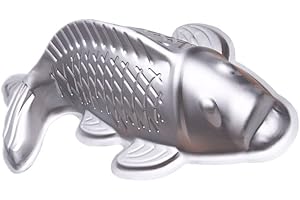 Alipis Moule à gâteau en alliage d'aluminium en forme de poisson - Moule à gâteau en forme de carpe - Moule à gâteau d'anniversaire - Moule à riz pour chocolat, fondant, décoration de gâteau - Argenté