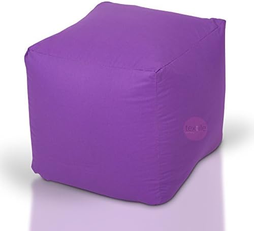 Textile Warehouse Purple 100% Cotton Cube Stool Seat Pouffe Bean Bag Beanbag Filling