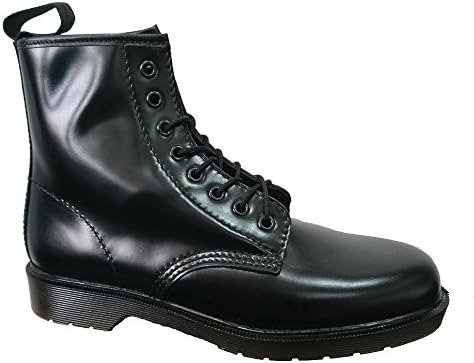 Mens Real Leather Boots New Smart Formal Black Combat Lace Ankle Boots Shoes (UK10)