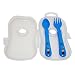Baby Bowl & Plate Set With Fork & Spoon Travel Set Various Colours Characters Lion (Blue - Lion)