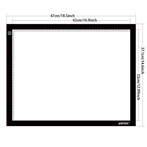AGPtek Light Pad A3 mesa de luz trazador de luz LED Artcraft Tracing Pad Caja de luz ultra-delgado cable USB brillo regulable Tatoo Pad Aniamtion, el dibujo, la planificación, el estarcido