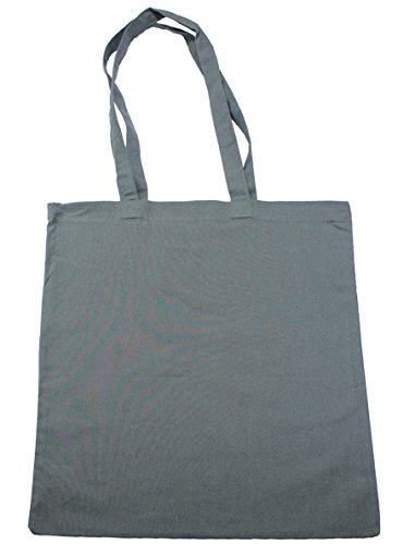 Baumwolltasche Jutebeutel unbedruckt mit zwei langen Henkeln grau 38x42cm 10 Stück - 2