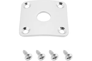 YINETTECH Plaque de Recouvrement de Prise de Guitare électrique Carrée en Métal 35 X 35 Mm Ouverture 10 Mm avec Vis Compatible avec Gibson Les Paul Compatible avec Prise Jack 1/4" Argenté