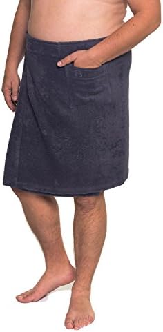 SEAN exclusive Sauna Towel (Kilt) from the Sophie Bernard Collection „Bath &amp; Spa“. 100% pure Cotton, 430 gf/sqm. Feel at ease! M/L-Size (Waist: 86-110 cm) / dark grey