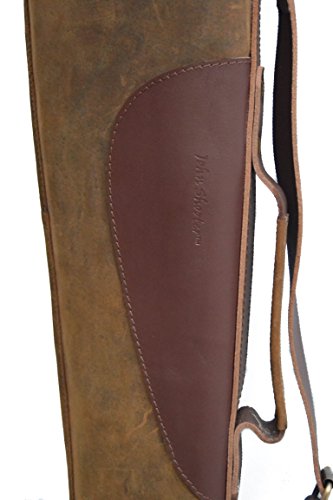 Thick-Padded-Brown-Leather-Shotgun-Slip-Case-Lamb-Wool-Lined