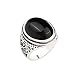 Generic Mens Jewelry Vintage Round Ring Black Crystal Flower Carved Mens Ring RS.285.00