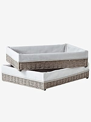 VERTBAUDET Lot de 2 paniers rangement pour table à langer Blanc/gris TU
