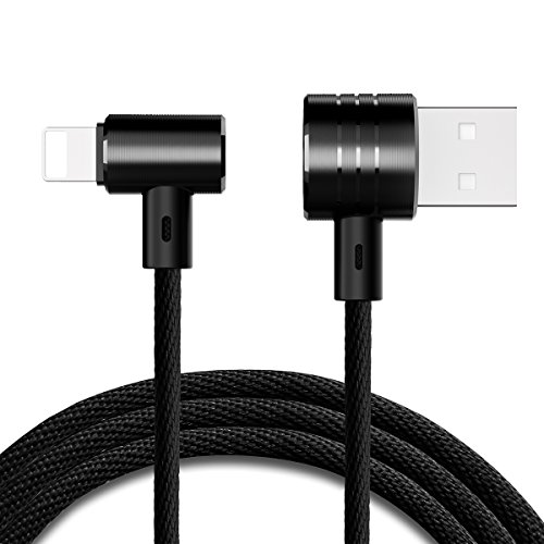 magnetisch Lightning Ladekabel, Baseus 1 m/Auslöser [90 Grad rechtwinklig] langlebiges Lightning-auf USB-Sync & Ladegerät Kabel Ladekabel für iPhone 7/7 Plus/6/6S/6S Plus/iPad/iPod (schwarz + black-1 m)