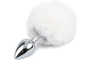 BONDAGERIE® Anal Plug Pompon Coniglietta di colore bianco, uomo donna coppia dilatatore Taglia S