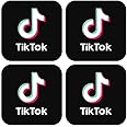 Sticker Gold - TikTok Self Adhesive Stickers - 3 Size Options - Social Media Work Van Shop Office Sign Graphics Advertising Decal (5cm (4 Pack))