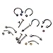 JOVIVI Body Piercing Kit 16G Stainless Steel Piercing Kit for Belly Button,Ear,Tongue,Nipple,Lip,Eyebrow,Nose, 16 Gauge - 22 Pieces (Rainbow)