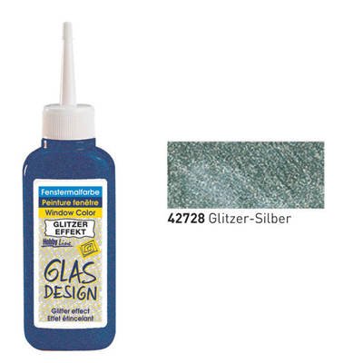Glas-Design Windowcolor-Farbe 80ml, Glitzer-Silber - CKR42728