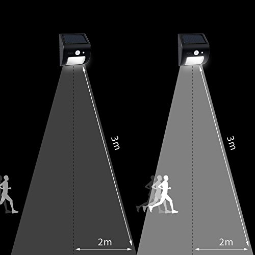 Aglaia Solar Wandleuchte Garten mit Bewegungs Sensor, Solarlicht 8 LEDs mit Auto Modu, IP65 Wetterfeste Sicherheit für Innenhöfe Balkone Terrassen Einfahrt Treppen usw. (Schwarz) - 3