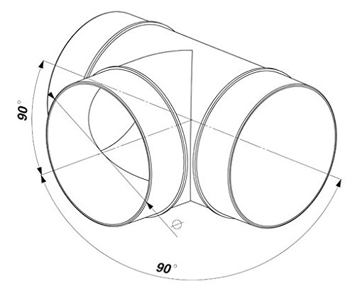 Verbinder T-Stück Lüftungsrohr ABS Rundrohr Ø 100 Abluft-Rohr Awenta 100 mm , PVC - 2