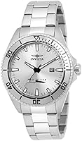 INVICTA Men's Pro Diver Montre &agrave; Quartz avec cadran argent&eacute;, affichage analogique et Bracelet inox argent 21560