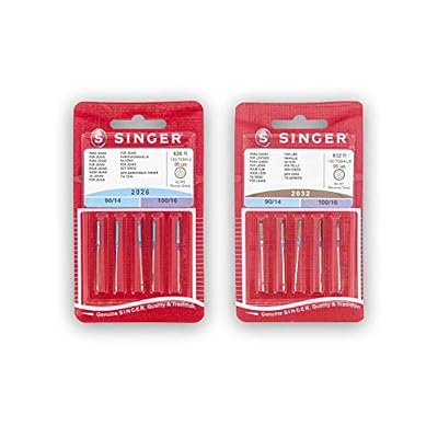 Singer Kit de 2 Paquets d'aiguilles pour coudre cuir et tissus (826R + 832R) 2026 et 2032 130/705 H-J et H-LL (universels, plats d'un côté)