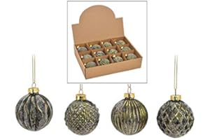 MC-TREND 12 Weihnachtskugeln aus Glas – Ø 6 cm – Christbaumkugeln Set – Glaskugeln für Weihnachtsbaum – edle Tannenbaum Deko – klassisch, modern & elegant – Weihnachtsdeko Baumkugeln