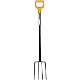Fiskars Sert, taşlı zeminler i&ccedil;in k&uuml;rek &ccedil;atalı, 4 dişli, uzunluk 122 cm, y&uuml;ksek kaliteli &ccedil;elik diş/plastik sap, siyah/turuncu