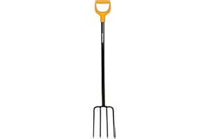 ‎FISKARS Fiskars Spatengabel für harte, steinige Böden, Mit 4 Zinken, Länge 122 cm, Hochwertige Stahl-Zinken/Kunststoff-Stiel, Schwarz/Orange, Solid, 1003458