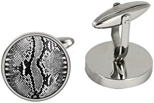 Snake Skin Print Stainless Steel Handmade Cufflinks 20 mm Perfect Gift for Weddings Father's or Party by Tizi Jewellery