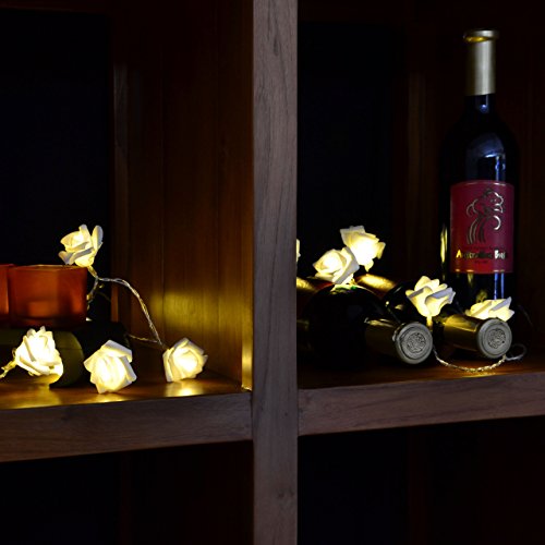 Rosenblütenkette 20 LED warm weiß Lichterkette Blumen Rosen - 4