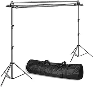 Boltove Triple Crossbar 9 FT Wide 9 FT Height Backdrop Stand, Photo Video Studio Heavy Duty Adjustable Photography Background Support System Kit - 3 in 1 Multi Backdrop Stand