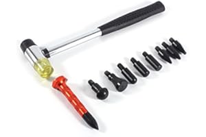 YOSOO Paintless Dent Tool, Tools Dent Ding Hammer 9 Heads Tap Down Kit Knockdown Tool Paintless Hail Removal for small ding repair for car dent removal kit pdr hammer panel beating set reparation