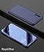 Produktbild Hülle Metall P20 Lite, HuaWei P20 Lite 2018 Hülle Spiegel, SevenPanda Flip Stand Luxus Mirror Transparent Case Cover Handytasche Intelligente Schlaf / Wach Funktion Ultra Thin Glitzer Kristall Strass Book PC Hart Aluminium Kratzfeste Stoßdämpfende Handy Tasche Schale Abdeckung - Dunkelblau