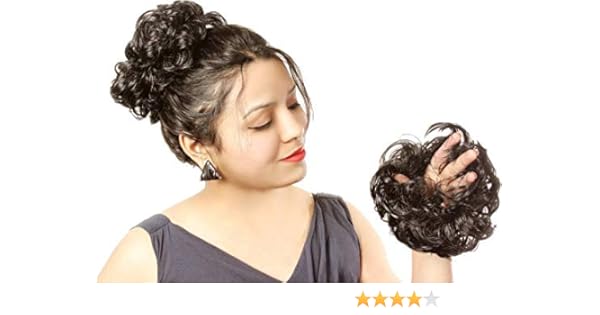 Aurinko Women Curly Hair Bride Bun Juda Rubber Free Size Natural