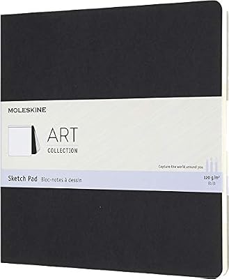 Moleskine - Art Bloc de Croquis - Carnet de Croquis, Papier pour Crayons, Fusain, Stylos à Plume et Marqueurs - Couverture Souple - Format Carrée 19 x 19 cm - Couleur Noire, 48 Pages
