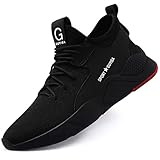  COOU Zapatos Seguridad Hombres Ligeros Transpirables Calzado Seguridad Deportivo Mujer Puntera de Acero S3 Zapatos de Trabajo Zapatilla de Deporte (39 EU, Negro-8886)