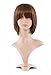 MapofBeauty Natural Designer Short-length Synthetic Straight Wigs-Light Brown
