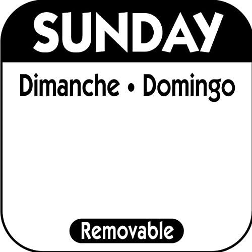 DAY DOTS (1" ROLL) SUNDAY, STOCK ROTATION, USE BY LABELS (1000)
